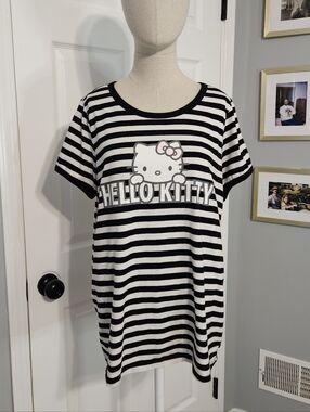 Hello Kitty Black & White Striped Tee